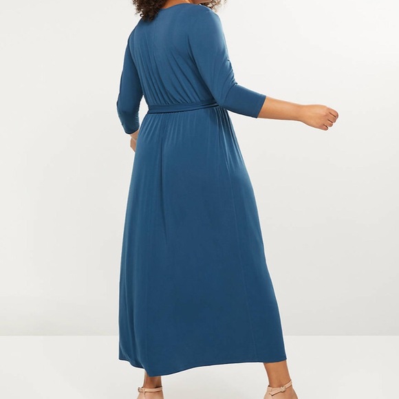 10/12P Quarter Sleeve Teal Sleeve Faux-Wrap Dress - Picture 2 of 13